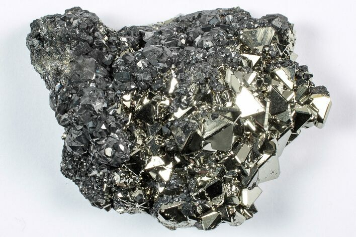 Sphalerite on Gleaming Octahedral Pyrite Crystal Cluster - Peru #352343